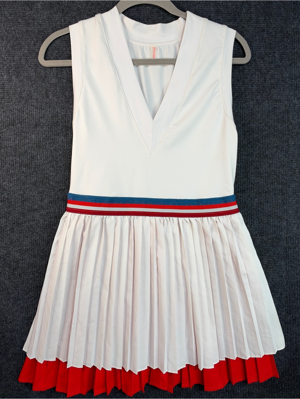 FP Movement You Got Served Pleated Tennis Dress White & Red size Medium